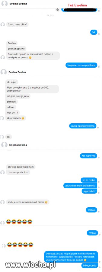 Naciągacze nadal szukają naiwnych na fb. 