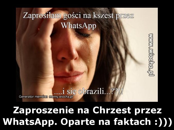 Zaproszenie na Chrzest przez WhatsApp. 