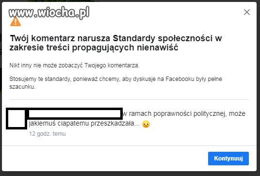 Poprawność polityczna na FB ma się świetnie...