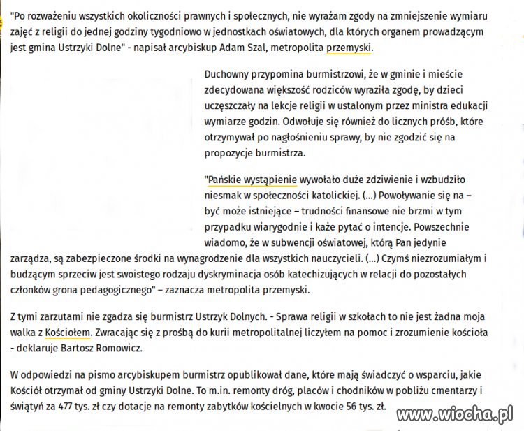 Lekcje religii w szkole. Burmistrz szuka oszczędności