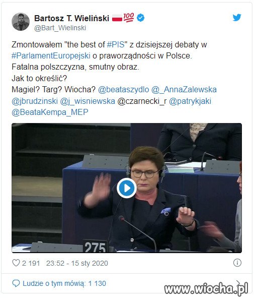 O zachowaniu europosłów PiS w PE na czele z Beatą Szydło,