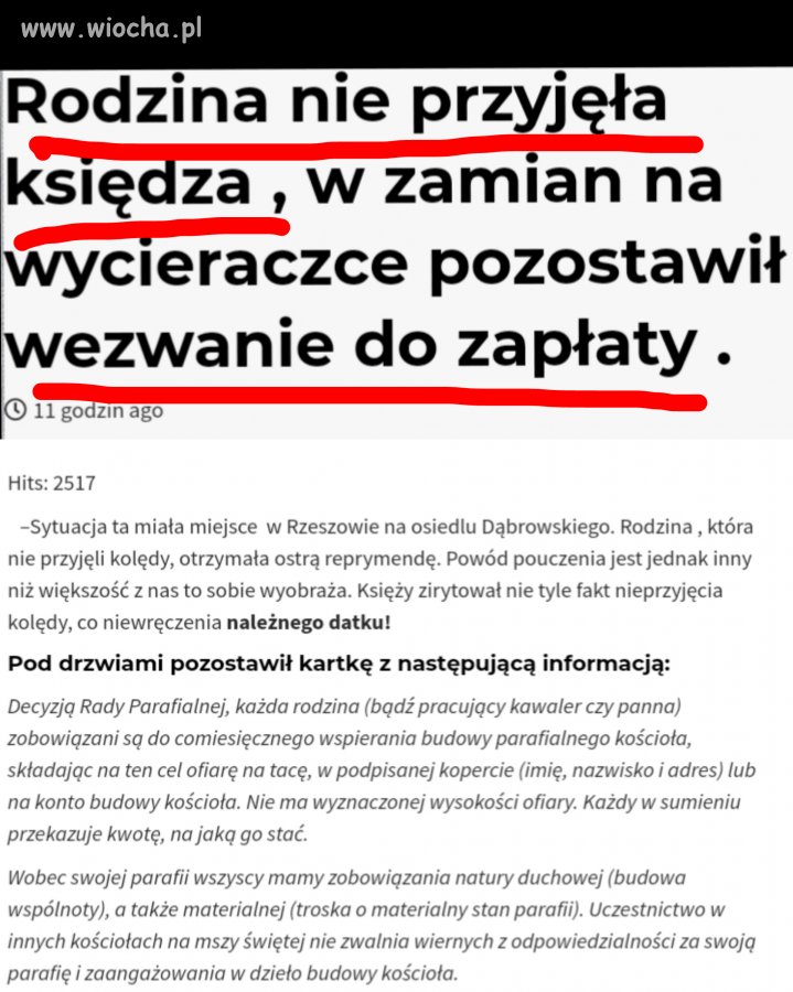 I znów klecha chce kasiorkę.