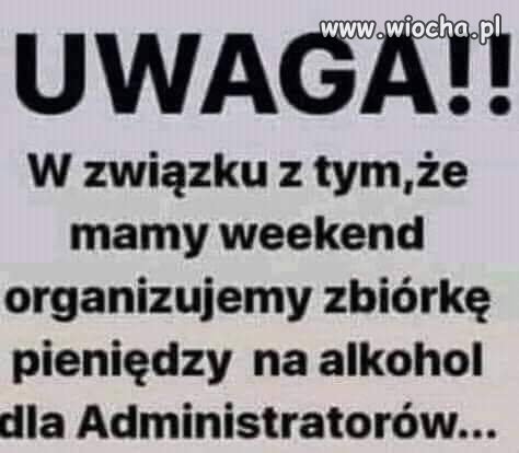Zbiórka dla adminów