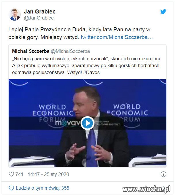 Duda zacinał się, mówiąc po angielsku.