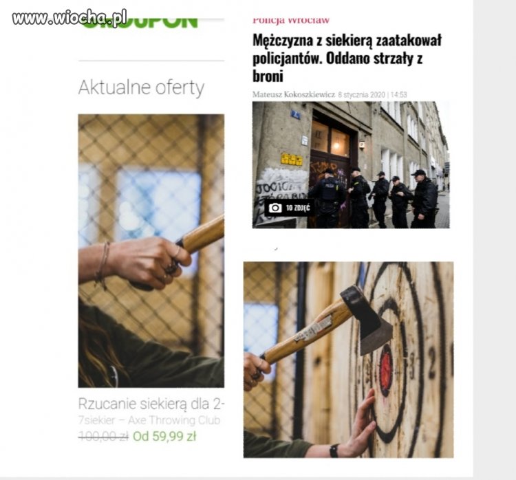 Rzucanie siekierą, oferta gruppona 