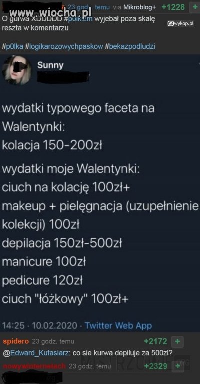Wydatki Walentynkowe.