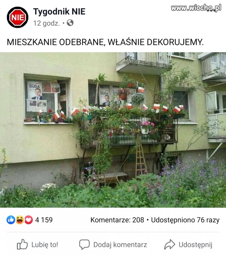 Zapewne z mieszkaniu