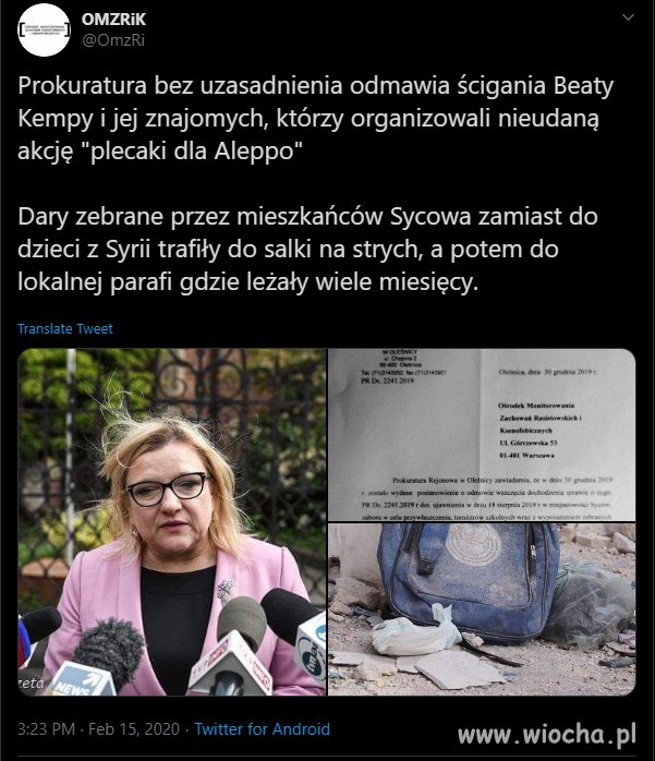 Beata Kępa i kradzione plecaki
