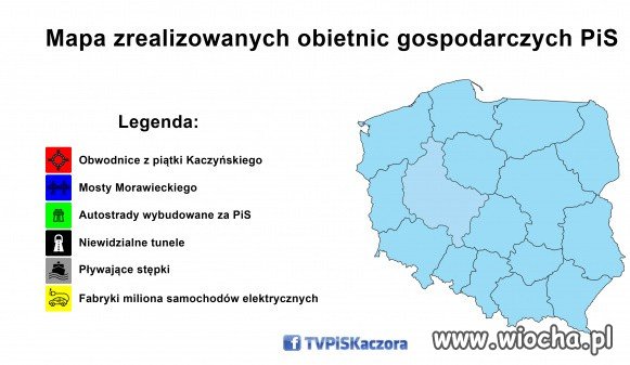 Mapa zrealizowanych obietnic gospodarczych PiS. 