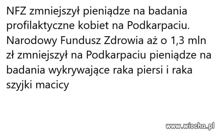 W 2010 NFZ zmniejszył pieniądze  o 1,3 mln
