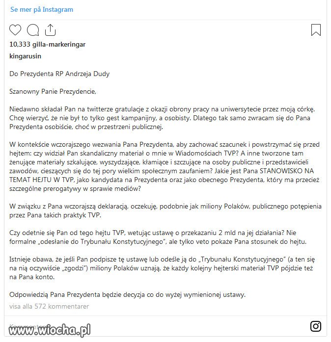 Kinga Rusin zaapelowała do prezydenta Dudy