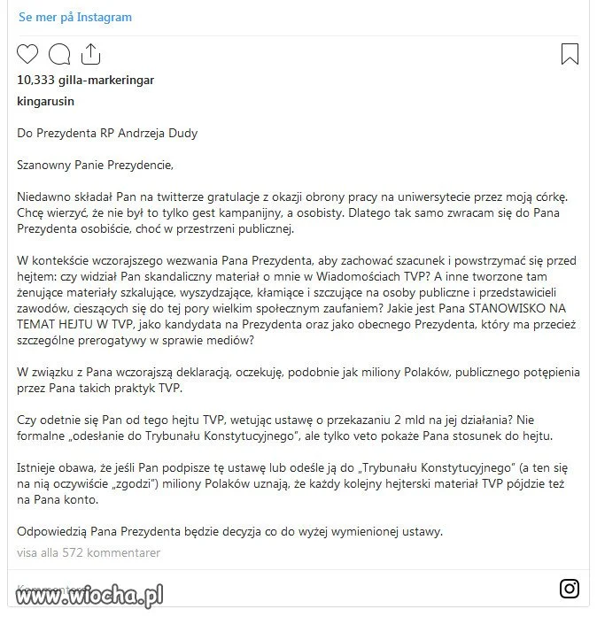 Kinga Rusin zaapelowała do prezydenta Dudy