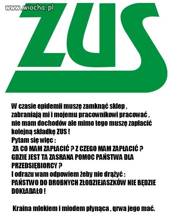 ZUS epidemia - dymania ciąg dalszy.