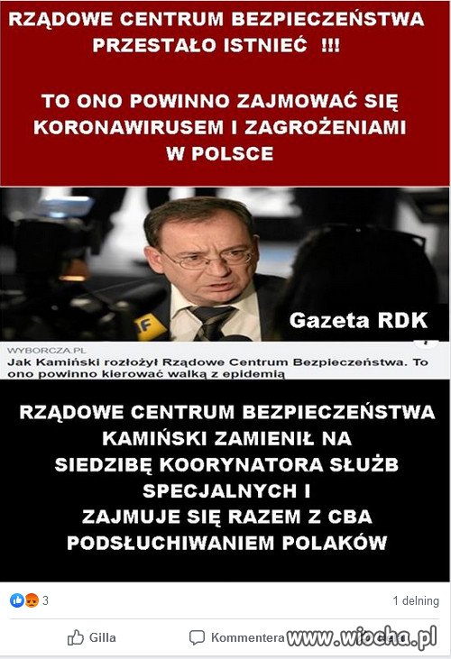 Kamiński rozłożył Rządowe Centrum Bezpieczeństwa.