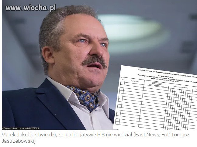 Działacze PiS mieli zbierać podpisy dla Marka Jakubiaka.