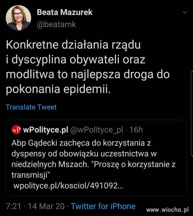 Modlitwa najlepszą drogą do pokonania epidemii