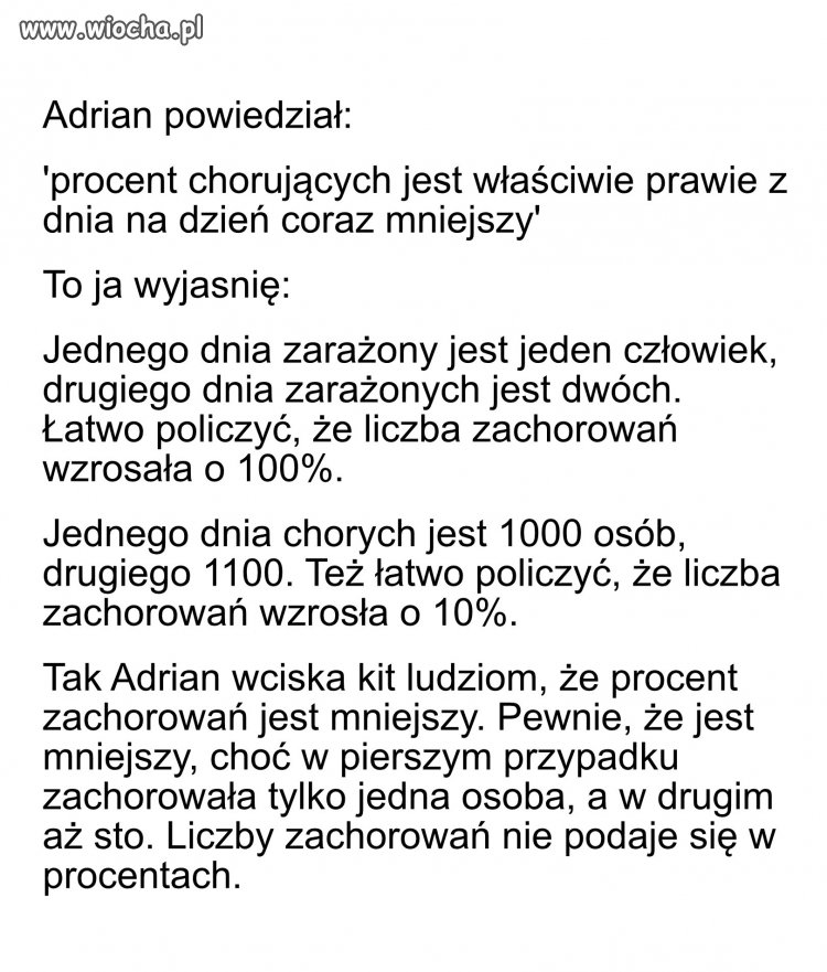 Procent chorujących jest właściwie
