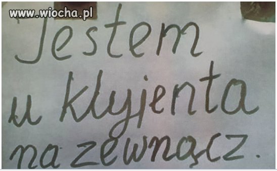 Karteczka na jednym z punktów handlowych