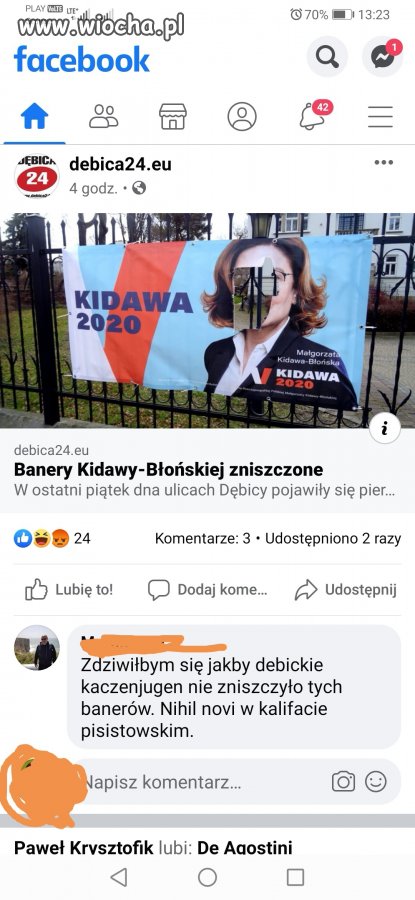 Kto zniszczył baner?  