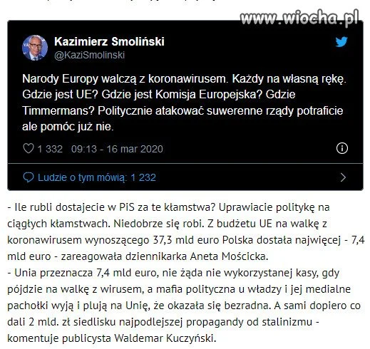 Kazimierz Smoliński zaatakował