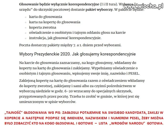 Tajność głosowania wg pis