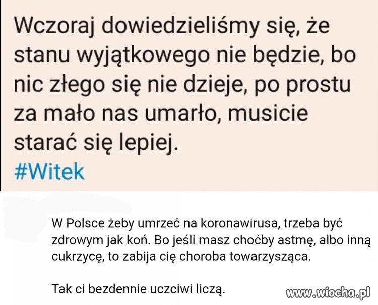 W Polsce żeby umrzeć na koronawirusa