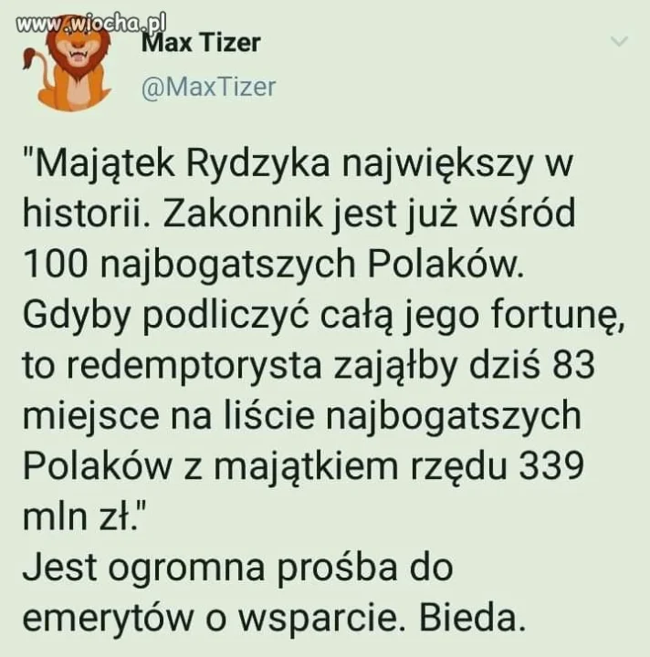 No co? Od bezdomnego dostał. 