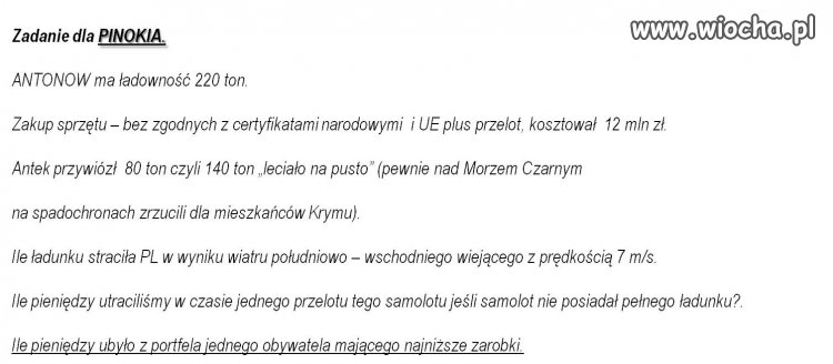 Zadanie dla PINOKIA