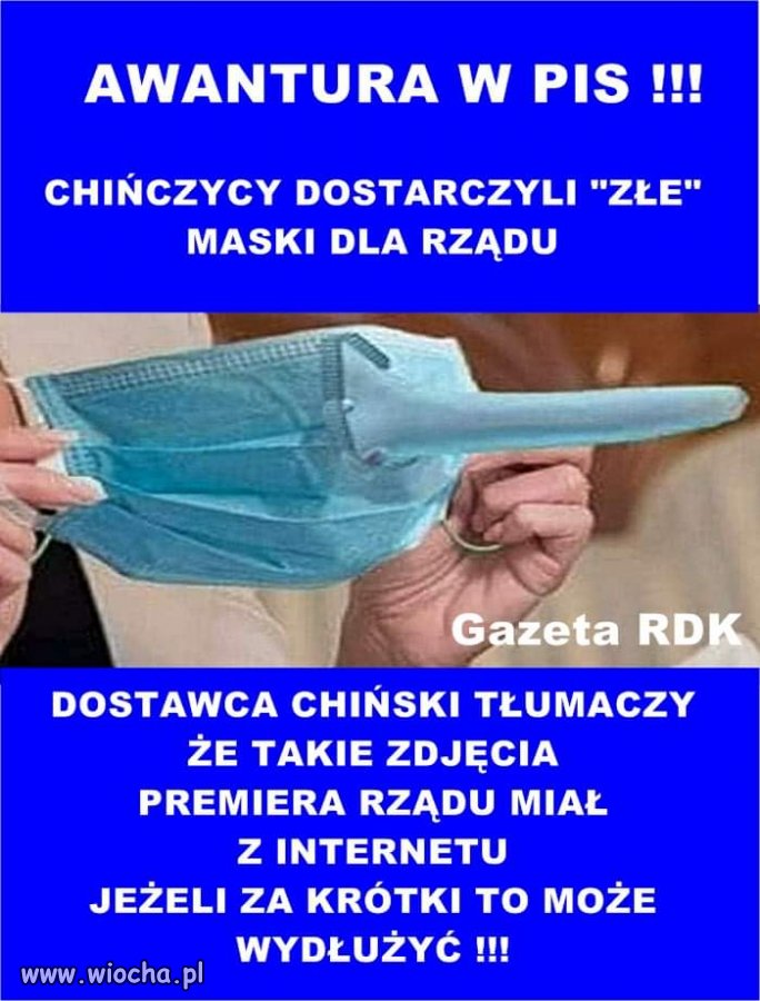 Chińskie maski dla rządu...