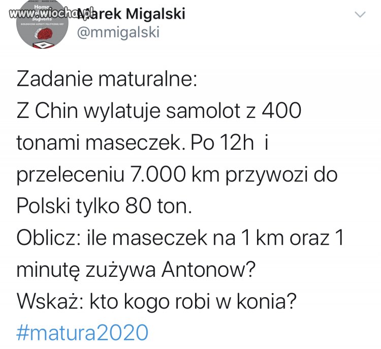 Zadanie matura 2020