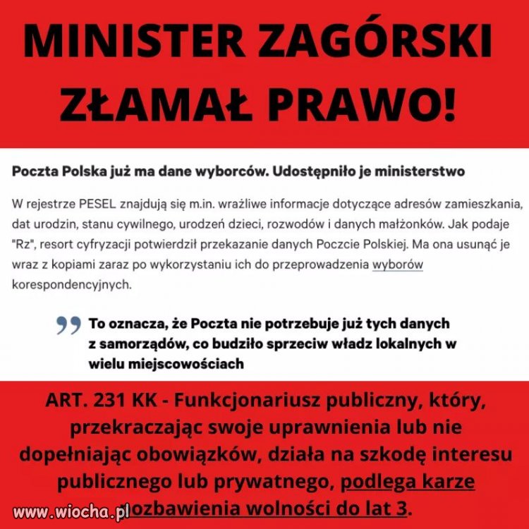 Postępowanie w sprawie Ministra Zagórskiego