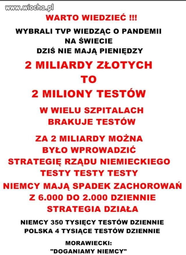 Po co nam testy? Statystyki przecież wzrosną. 