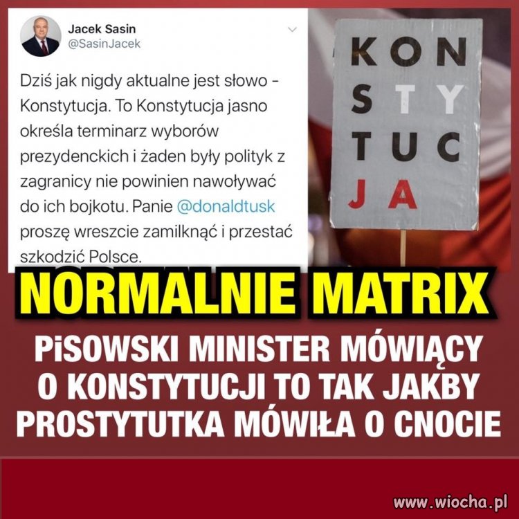 Pewnie jutro Sasin wystąpi w stosownej koszulce ..