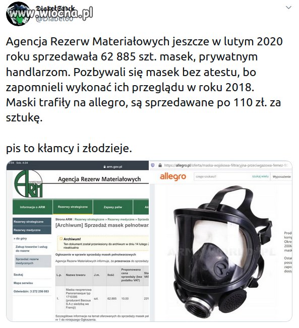 Biznes a'la PiS, sprzedali maski po 10 PLN
