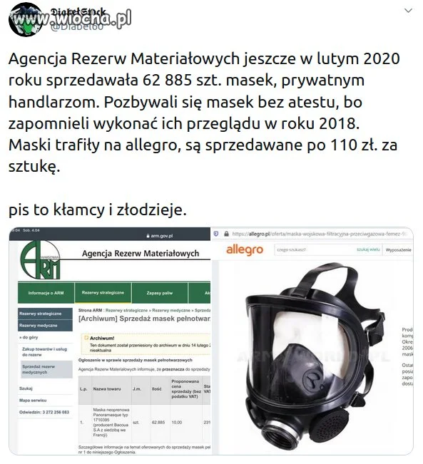 Biznes a'la PiS, sprzedali maski po 10 PLN