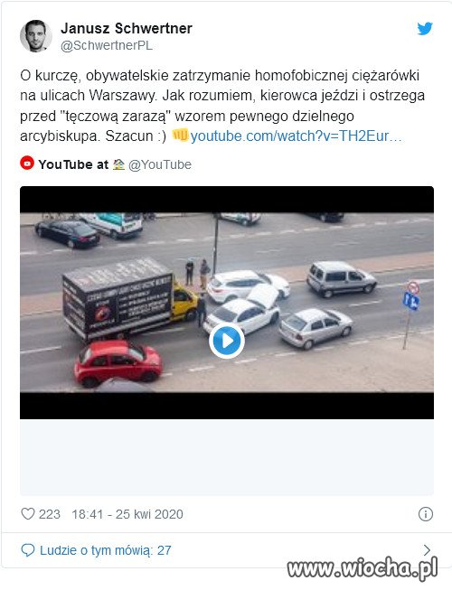 Po Warszawie jeździła furgonetka z napisem: