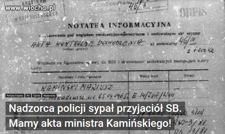 Nadzorca policji sypał przyjaciół SB. 