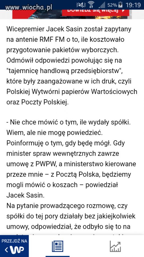 Sasin i wydatki 