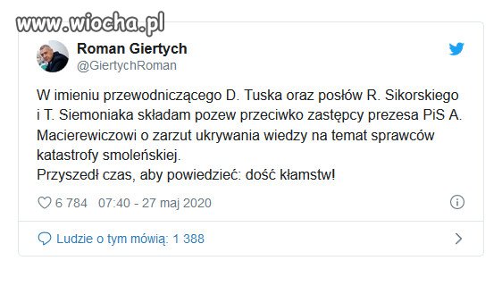 Macierewicz znowu pozwany.