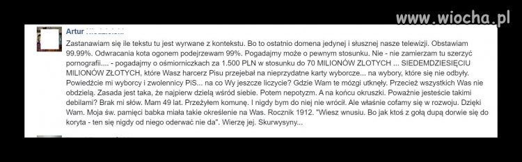 Komentarz na tvp.info po tym jak napisali,