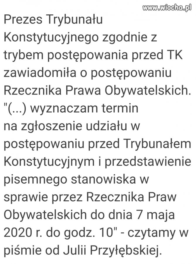 Mgr Przyłębska wydaje polecenia RPO 