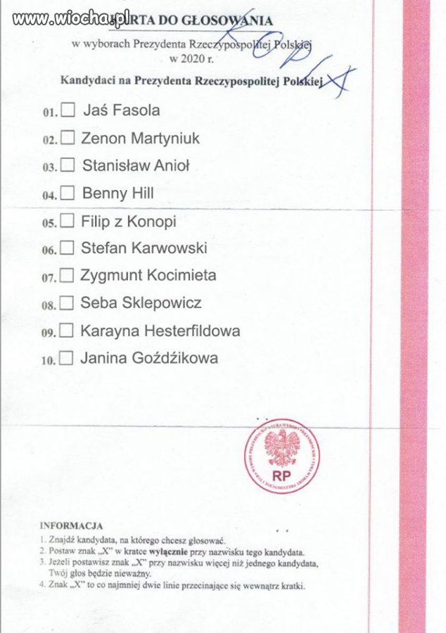 Wyciekł wzór kart do głosowania