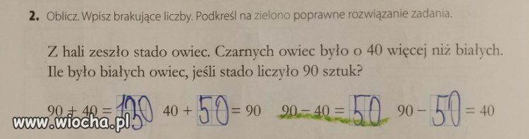 Zadanie z matematyki klasa 2.