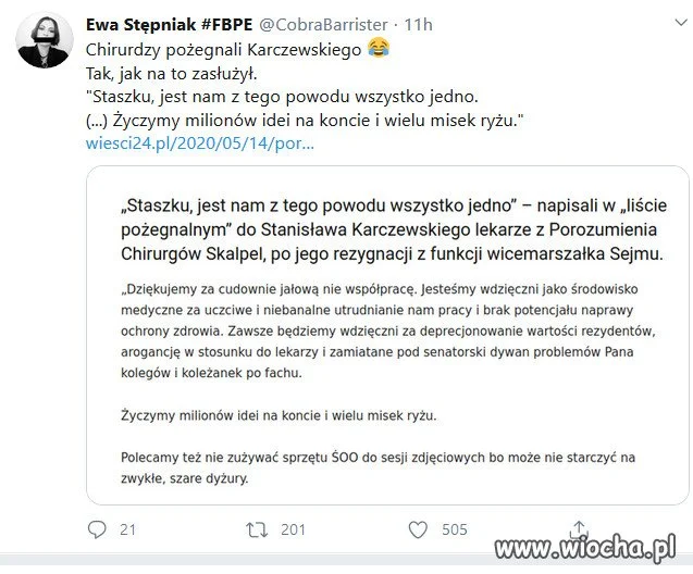Chirurdzy pożegnali Karczewskiego