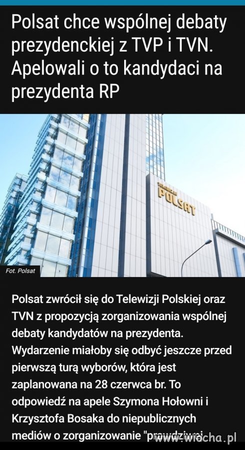 Już wiadomo że TVP i TVN nie wyraziły chęci