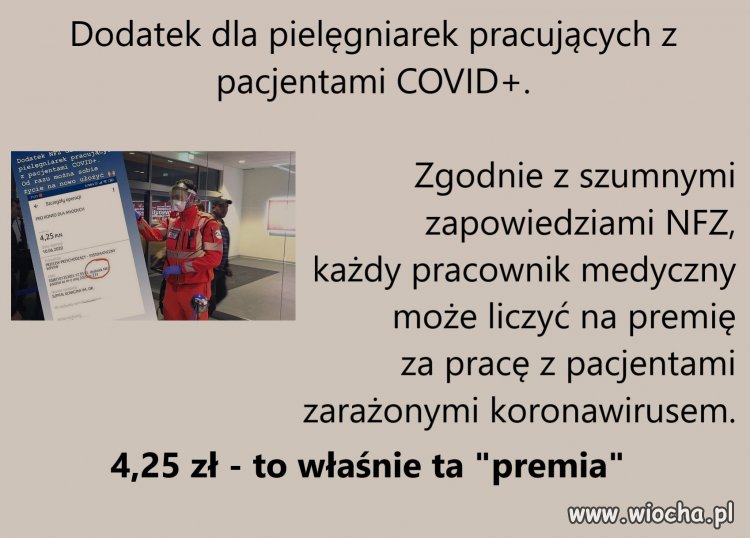 Dodatek dla pielęgniarek pracujących z pacjentami COVID+. 