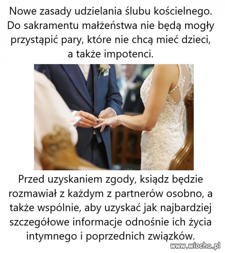 Nowe warunki ślubów kościelnych