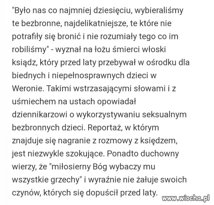 Ksiądz bez żadnych ogródek „Wykorzystywaliśmy ślepego chłopca, było nas dziesięciu! Bóg mi wybaczy”