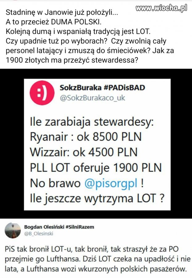A tak PiS bronił Lot - u