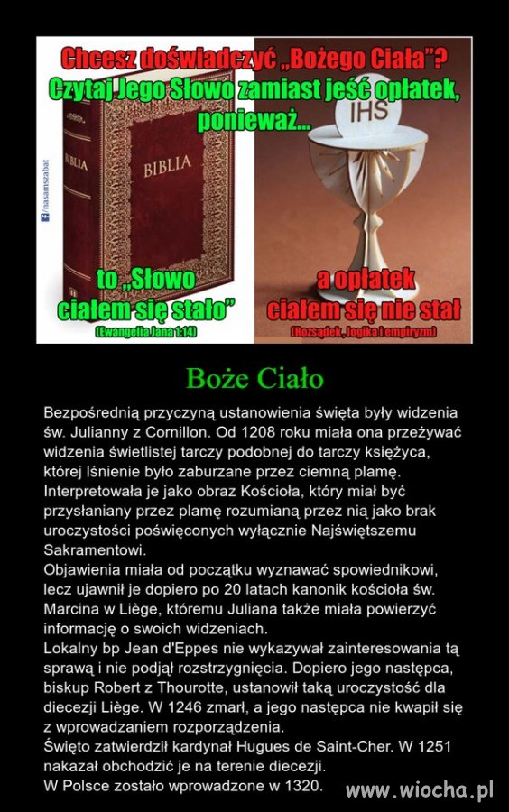 Boże Ciało ustanowione w 1320 roku
